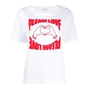 Sandro Paris ‘Please Love’ White T-Shirt / Red Print